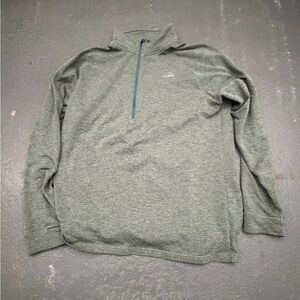 L.L.Bean Heathered Green Quarter-Zip Pullover L - Tall